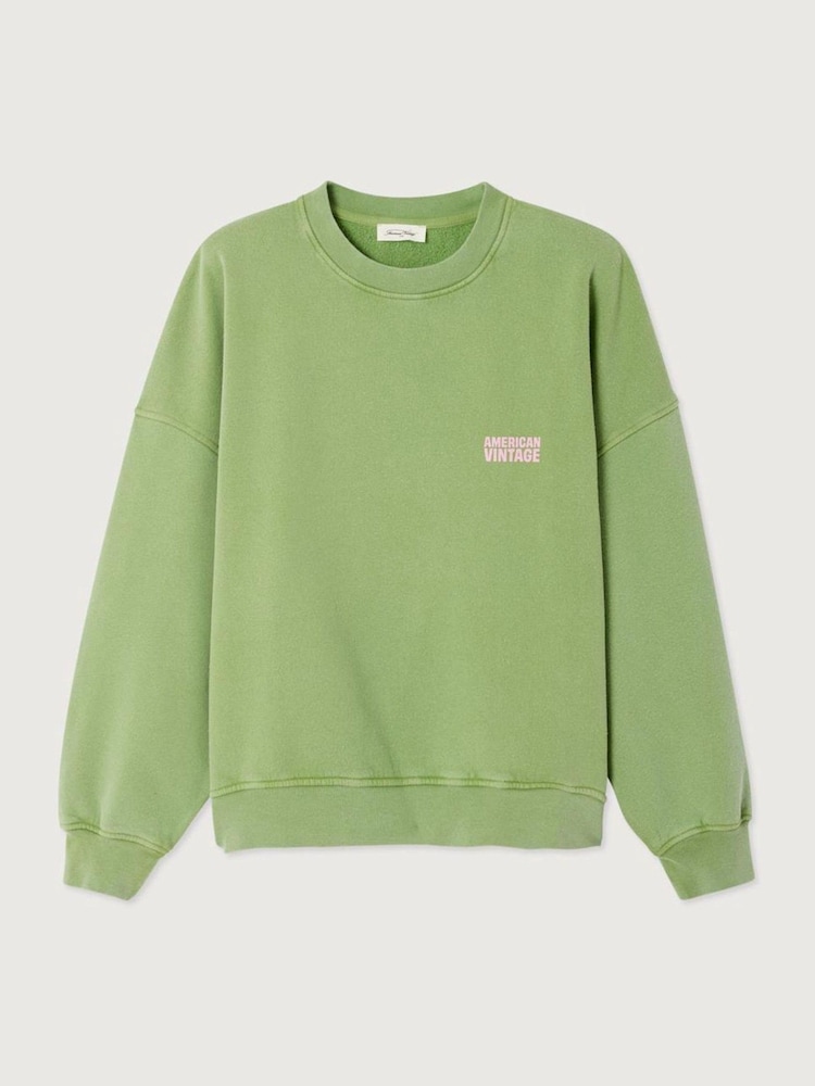 American Vintage Green Plizzy Sweat Top - Image 1 of 2