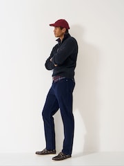 Crew Clothing Blue Lambswool Cable Half Zip Jumper - Image 3 of 5