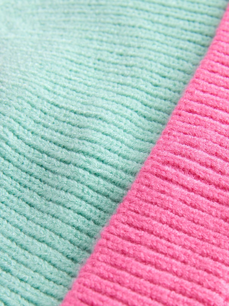 Pink and Blue Colour Block Knitted Baby Pom Hat - Image 3 of 3