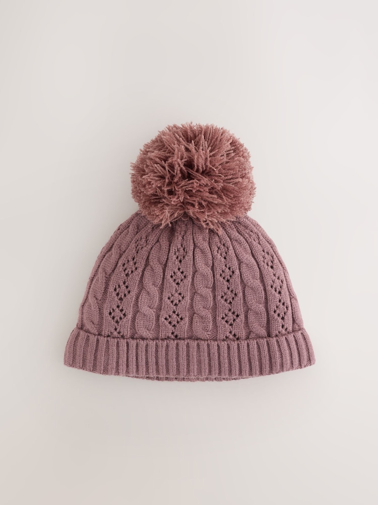 Brown Cable Knitted - Cable Knitted Pom Baby Beanie Hat - 圖片 2,共 4 Brown Cable Knitted - Cable Knitted Pom Baby Beanie Hat - 圖片 2,共 4