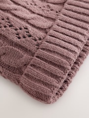 Brown Cable Knitted - Cable Knitted Pom Baby Beanie Hat - 圖片 4，共 4