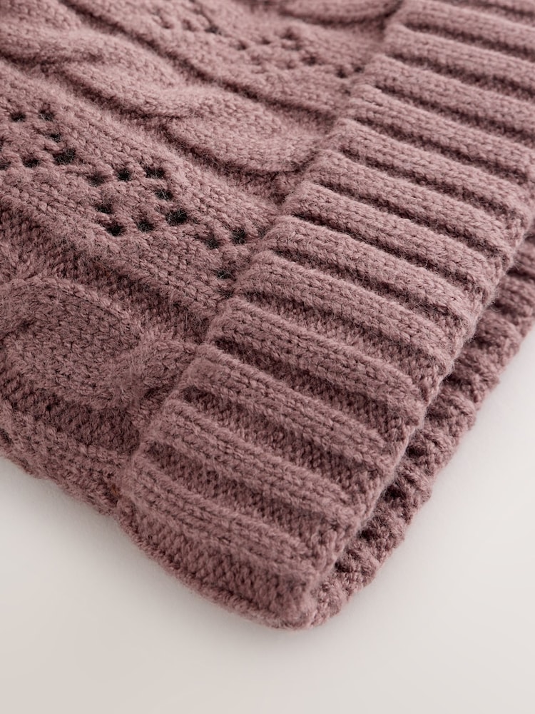 Brown Cable Knitted - Cable Knitted Pom Baby Beanie Hat - 圖片 4,共 4 Brown Cable Knitted - Cable Knitted Pom Baby Beanie Hat - 圖片 4,共 4