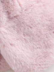 Pink Bear Embroidered Faux Fur - Trapper Baby Hat - Bilde 3 av 3