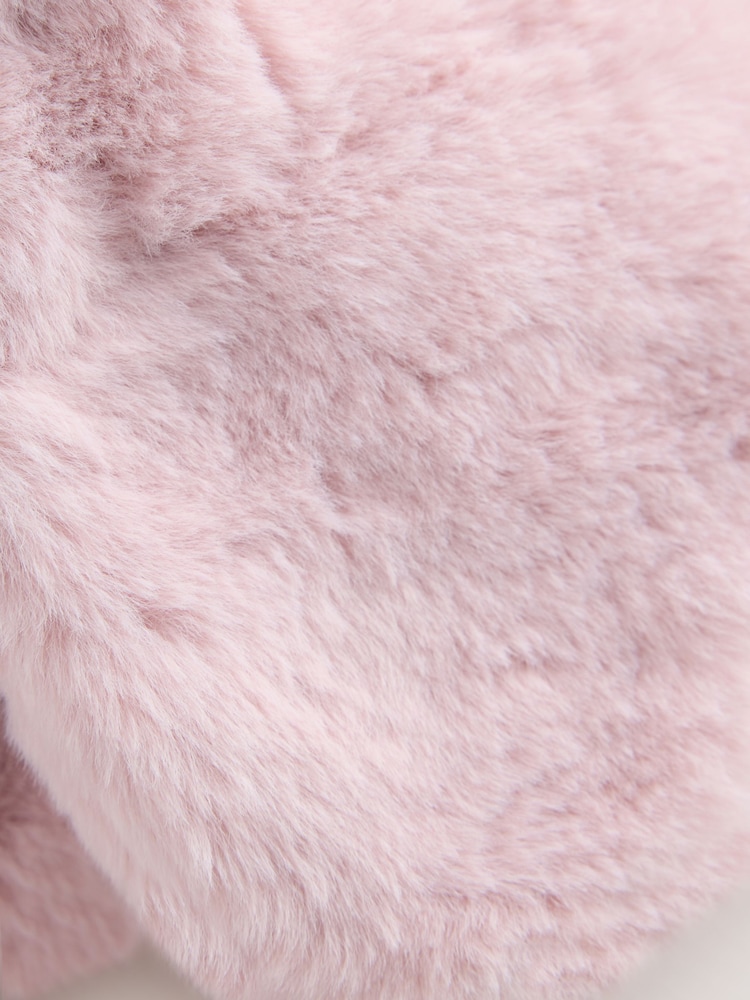Pink Bear Embroidered Faux Fur - Trapper Baby Hat - Bilde 3 av 3 Pink Bear Embroidered Faux Fur - Trapper Baby Hat - Bilde 3 av 3