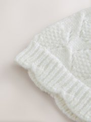 Cream Pointelle Knitted Bow Baby Beanie - Image 6 of 6