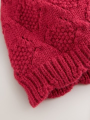 Red Pointelle Bow Knitted Bow Baby Beanie - Image 3 of 3