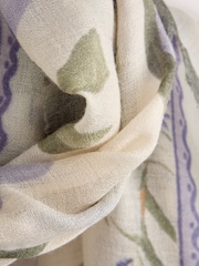 Green/Purple Floral Wool Lightweight Scarf - Image 7 of 8