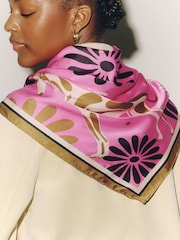 Pink Dog Print Lightweight Square Scarf - Image 1 of 7