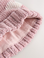 ប៉ាក់ Chenille បេះដូងពណ៌ផ្កាឈូក - Double Pom Baby Beanie - រូបភាព 2 នៃ 3