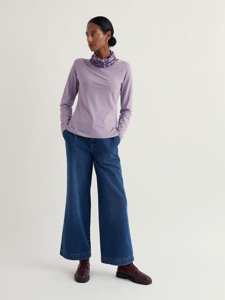 Seasalt Cornwall Purple Easel Long Sleeve Jersey Top - Image 1 of 5 Seasalt Cornwall Purple Easel Long Sleeve Jersey Top - Image 1 of 5