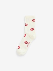 Rockett St George Black/Red Lips Print Socks 4 Pack - Image 3 of 7
