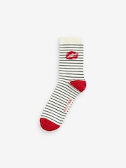 Rockett St George Black/Red Lips Print Socks 4 Pack - Image 5 of 7