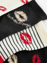 Rockett St George Black/Red Lips Print Socks 4 Pack - Image 6 of 7