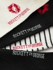 Rockett St George Black/Red Lips Print Socks 4 Pack - Image 7 of 7