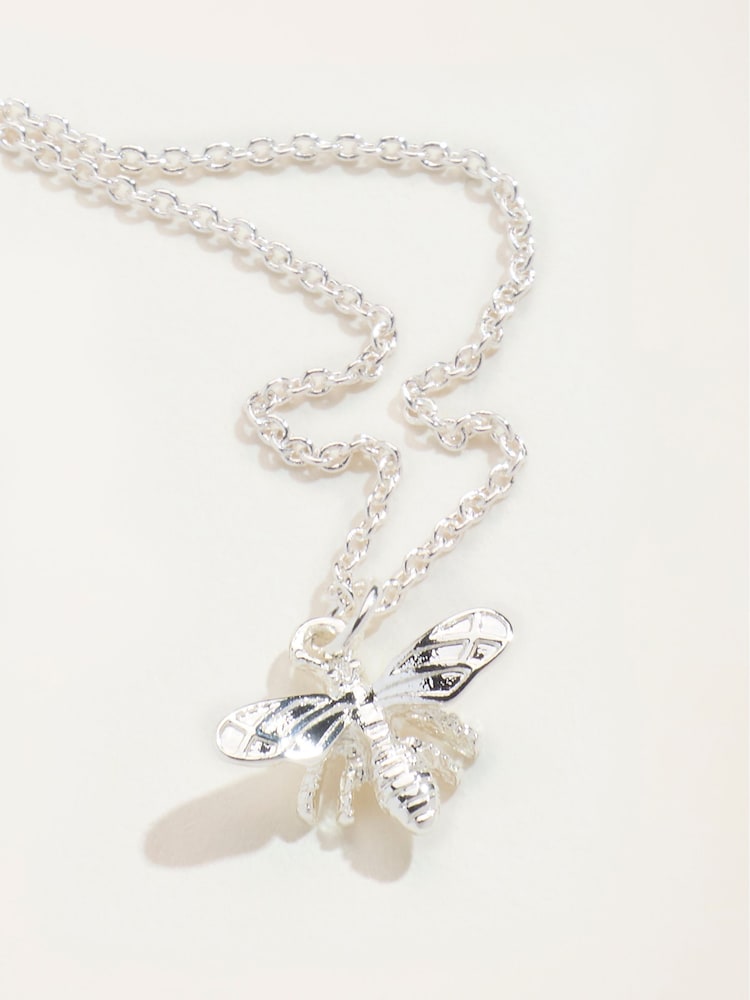 FatFace Silver Tone Bee Necklace - Image 2 of 2