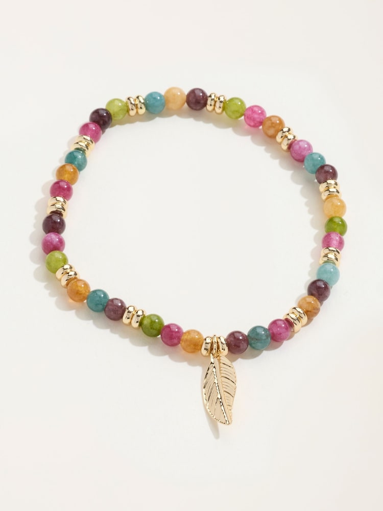 FatFace Multi Colour Leaf Bead Braclet - Image 1 of 2