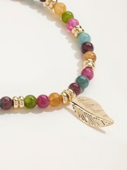 FatFace Multi Colour Leaf Bead Braclet - Image 2 of 2