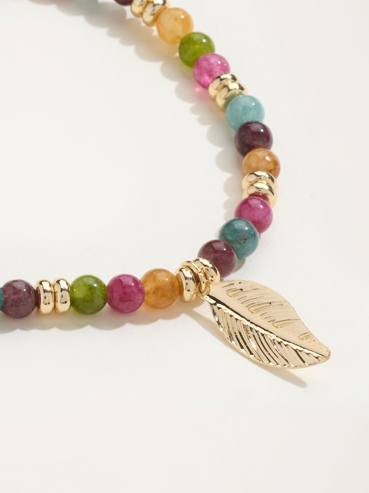 FatFace Multi Colour Leaf Bead Braclet - Image 2 of 2