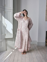 Cream Paisley Lightweight Viscose Dressing Gown - Image 2 of 5