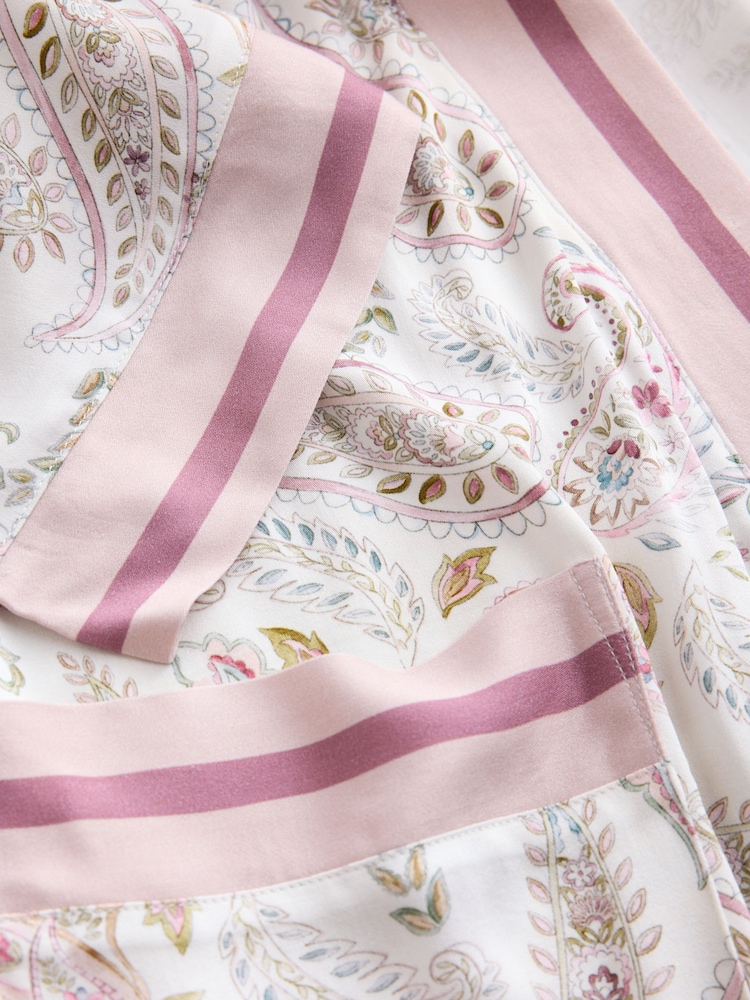 Cream Paisley Lightweight Viscose Dressing Gown - Image 7 of 7