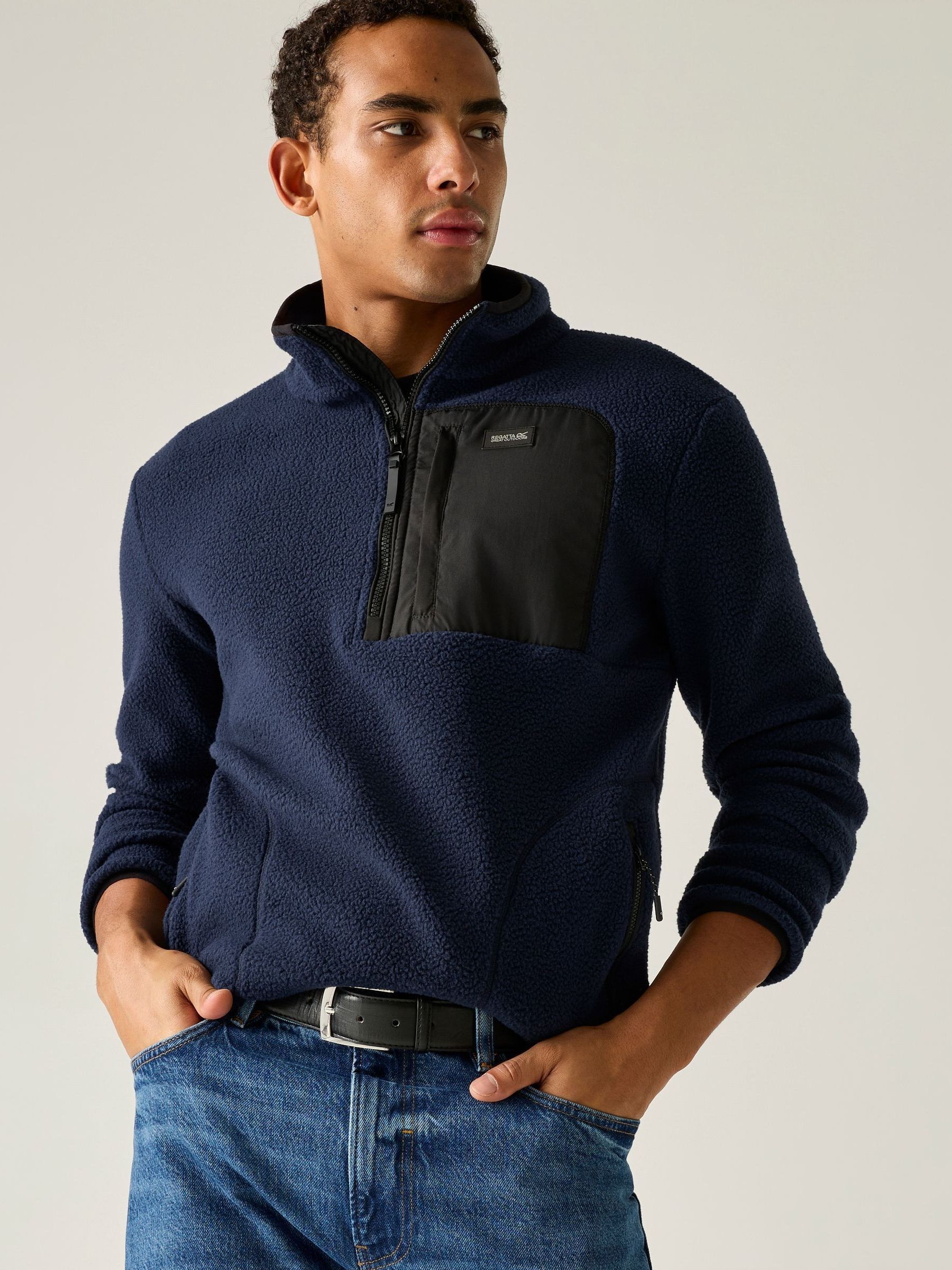 Regatta Men's Blue Frankie Borg Half Zip Fleece - Image 1