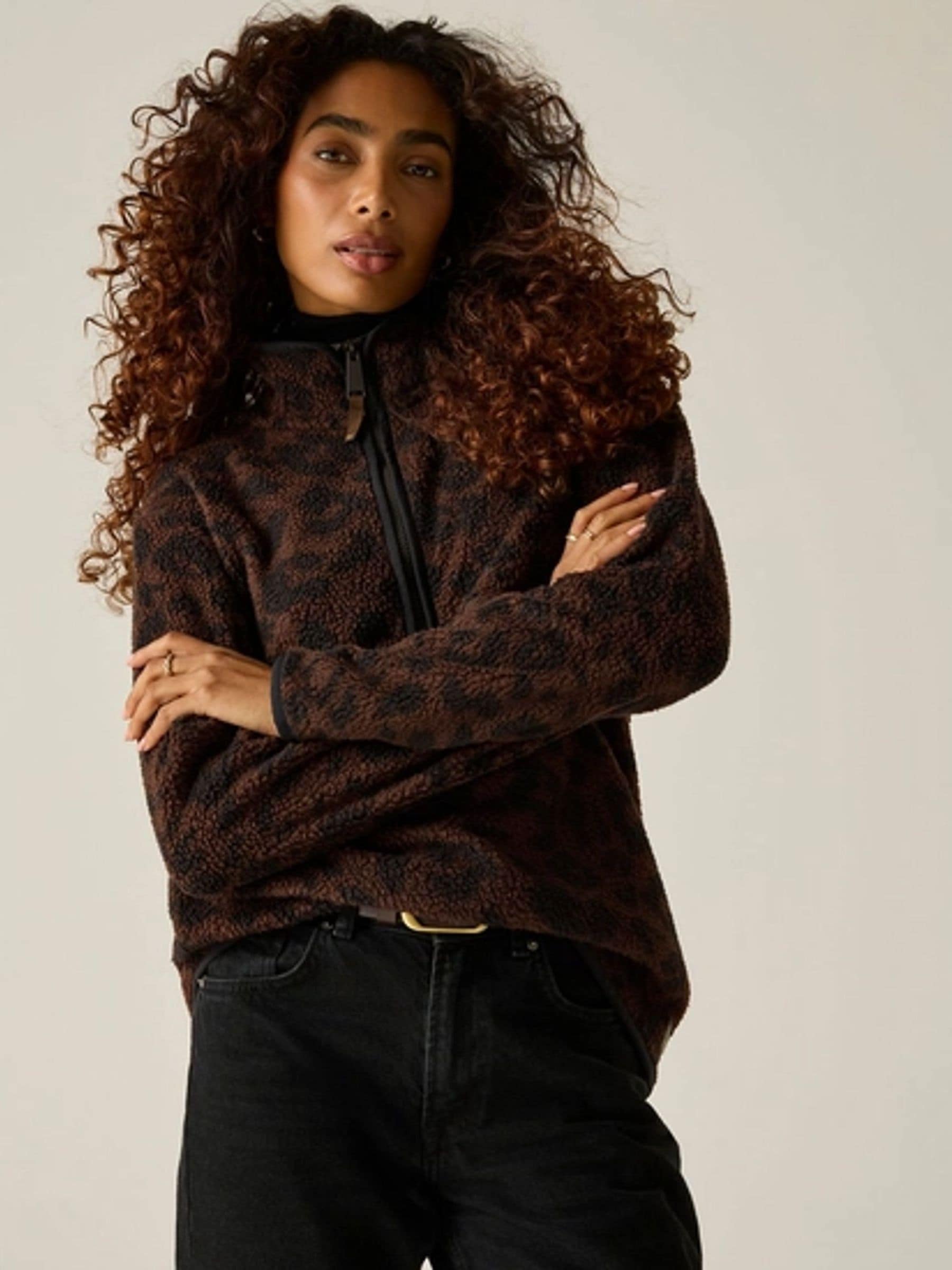 Regatta Women's Dark Brown Cosy Frankie Borg Half Zip Fleece In | : Size 16 - Image 7