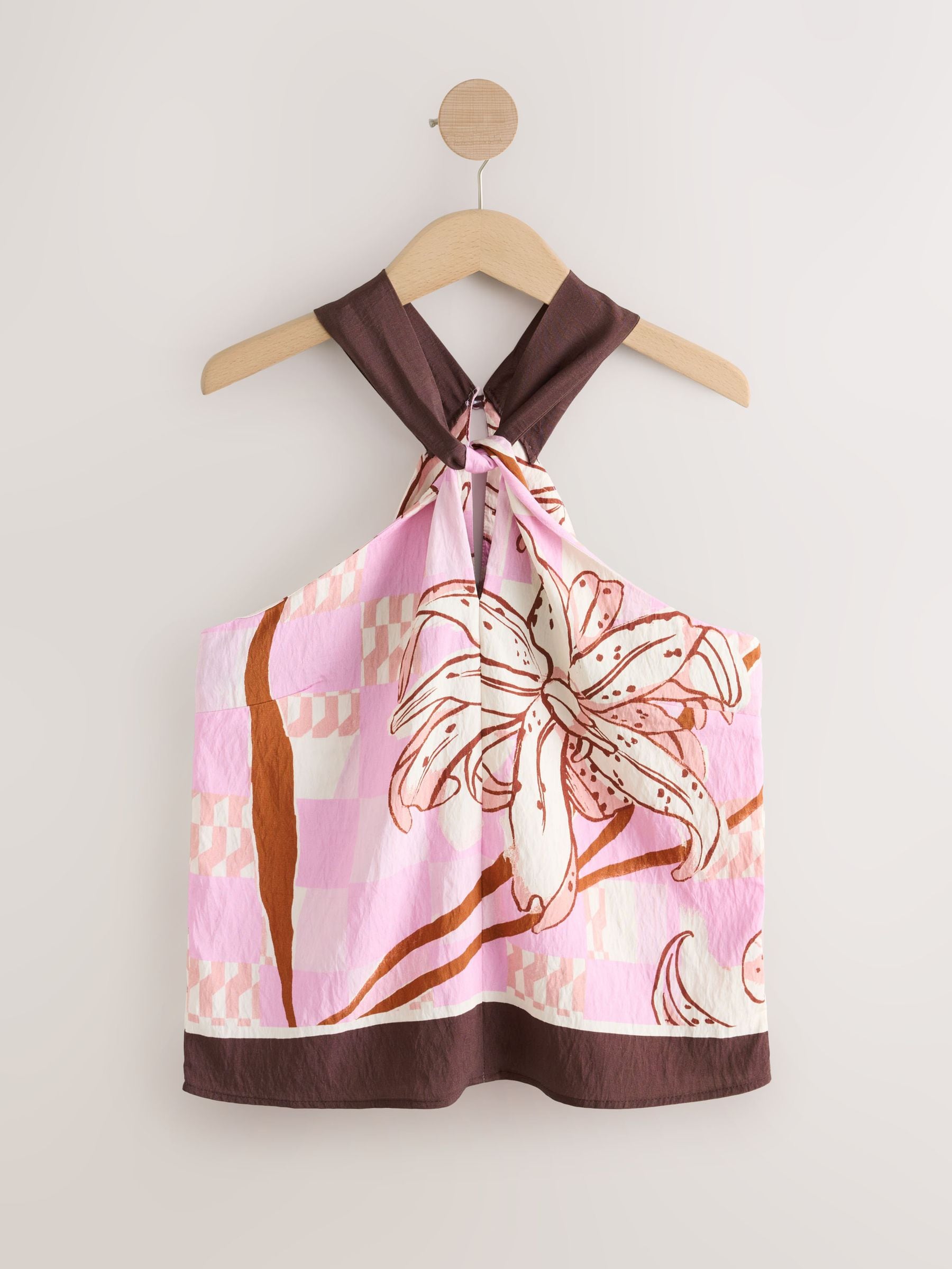 Buy Pink/Orange Floral Print Halter Neck Top from Next USA