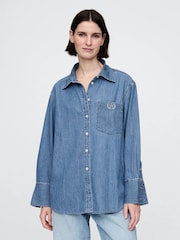Gap Blue Chambray Denim Big Shirt - Image 1 of 5
