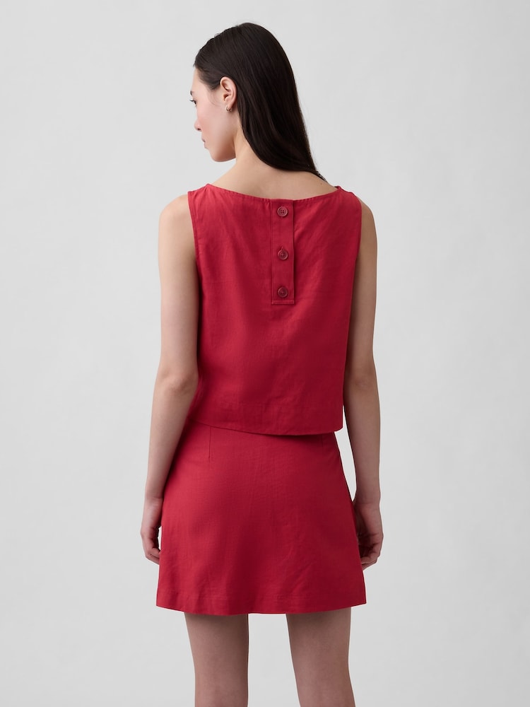Gap Red Linen-Blend Crop Shell Vest - Image 2 of 5