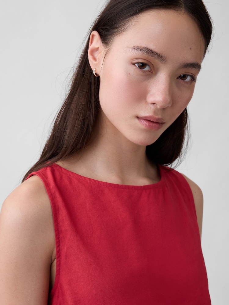 Gap Red Linen-Blend Crop Shell Vest - Image 5 of 5