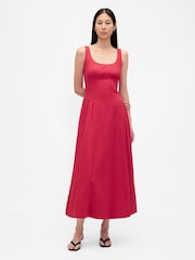 Gap Red Linen Blend Shirred Maxi Dress - Image 1 of 4