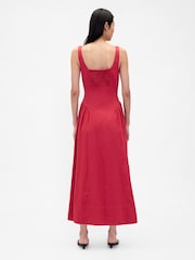 Gap Red Linen Blend Shirred Maxi Dress - Image 2 of 4