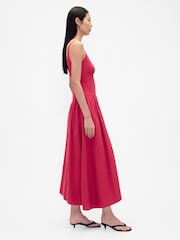 Gap Red Linen Blend Shirred Maxi Dress - Image 3 of 4