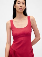 Gap Red Linen Blend Shirred Maxi Dress - Image 4 of 4