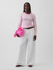 Rosa gestreift - Gap Vintage Langarm-T-Shirt aus weicher Baumwolle - Bild 3 von 4