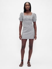 Svart Rutemønster - Gap Linblanding Puffermet Crop Korsett Topp - Bilde 3 av 4