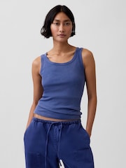 Gap Blue Rib Scoop Vest - Image 1 of 4