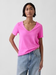 Rosa - Gap Vintage Soft V-Neck T-Shirt - Immagine 1 di 4