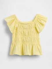 Gap Yellow Smocked Flutter-Sleeve Top (6mths-5yrs) - Image 1 of 2