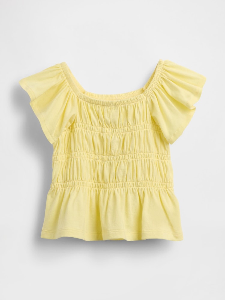 Gap Yellow Smocked Flutter-Sleeve Top (6mths-5yrs) - Image 1 of 2