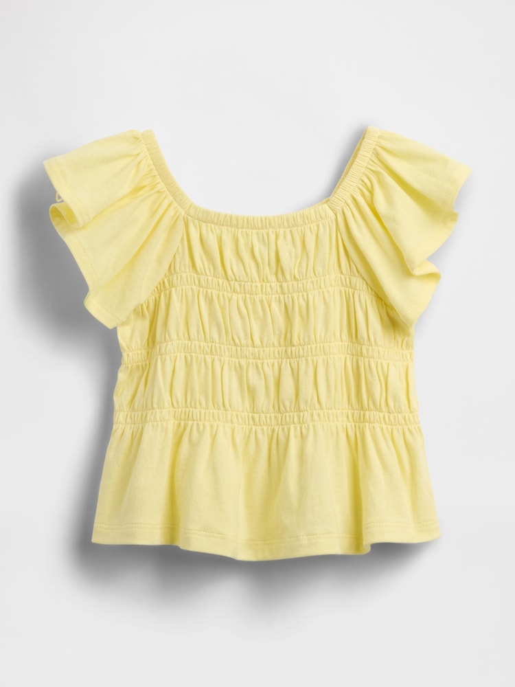 Gap Yellow Smocked Flutter-Sleeve Top (6mths-5yrs) - Image 2 of 2