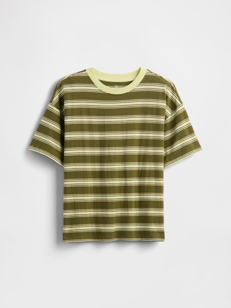 Gap Green stripe Relaxed Original T-Shirt (4-13yrs) - Image 1 of 3