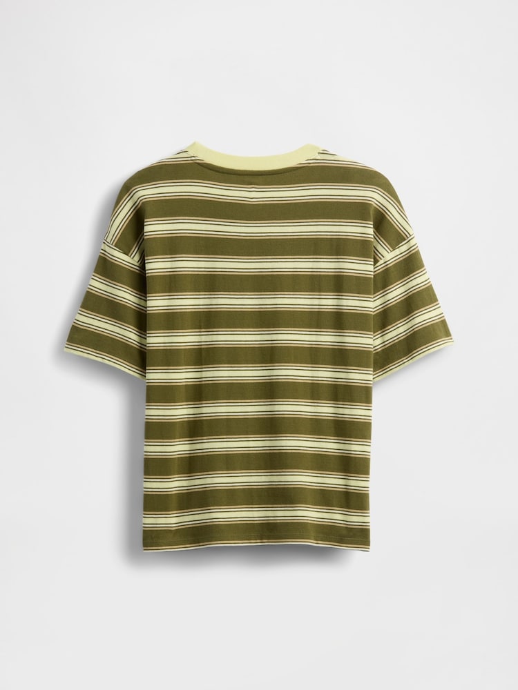 Gap Green stripe Relaxed Original T-Shirt (4-13yrs) - Image 2 of 3