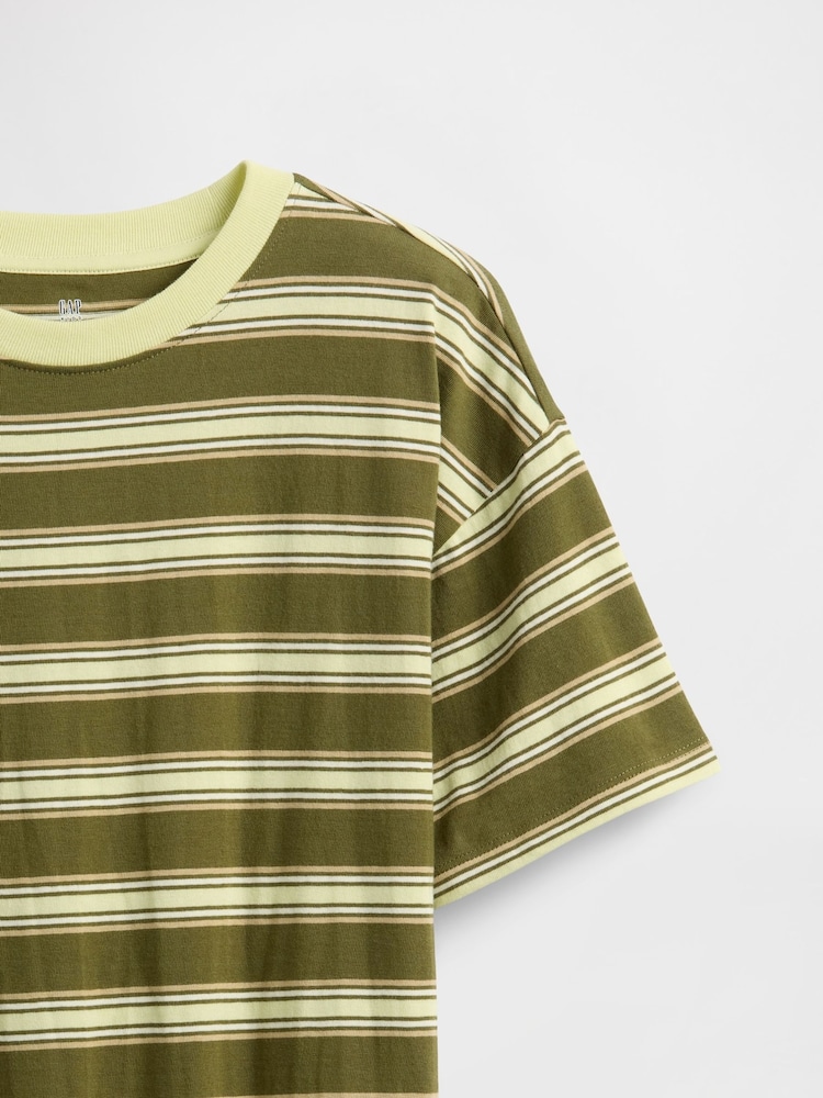 Gap Green stripe Relaxed Original T-Shirt (4-13yrs) - Image 3 of 3