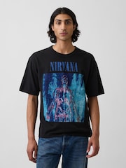 Gap Black Nirvana Relaxed Band Graphic Short Sleeve T-Shirt - Image 1 of 4