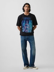Gap Black Nirvana Relaxed Band Graphic Short Sleeve T-Shirt - Image 3 of 4