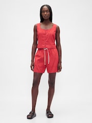 Rojo - Gap Linen-Blend Easy Shorts - Imagen 4 de 5