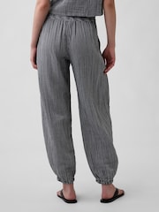Gap Black Gingham Cotton Gauze Barrel Cuffed Trousers - Image 2 of 4