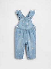 Gap Medium Wash Embroidered Floral Denim Dungarees (0-24mths) - Image 1 of 3