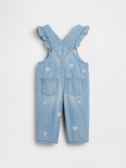 Gap Medium Wash Embroidered Floral Denim Dungarees (0-24mths) - Image 2 of 3